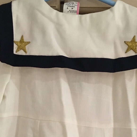 Girl's Nautical 2PC Dress-Off White & Blue- Gold Buttons - Size 4T Worn Once - Picture 8 of 11
